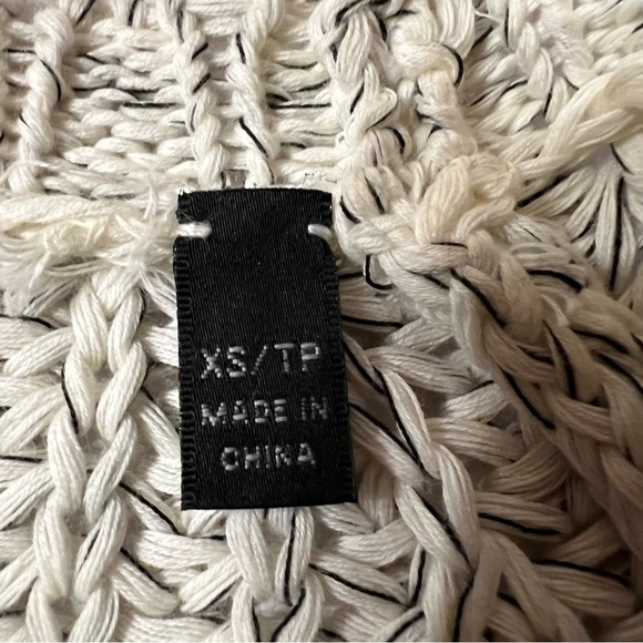 ATM cream crochet open knit cap slv sweater sz XS beachy cable pattern - Picture 7 of 7